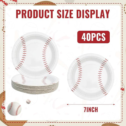 Baseball Paper Plates, 7 Inch, 40 Pack | Baseball Party Decorations Supplies - Image 5
