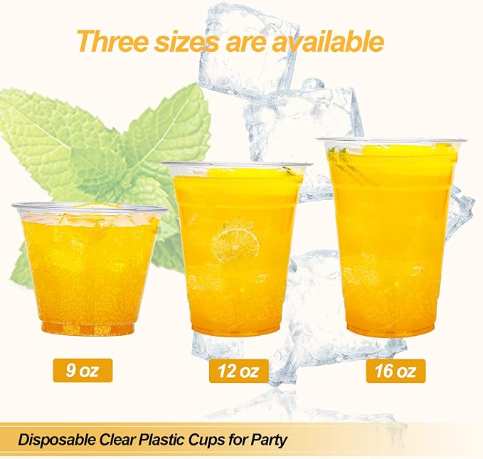 TashiBox 9 oz Disposable Plastic Cups, Crystal Clear - Image 5