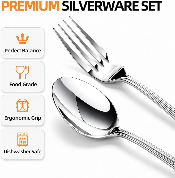 NICE KITCHEN Silverware Set for 4, 20 Piece Heavy Duty Cutlery Set | Mirror - Image 2