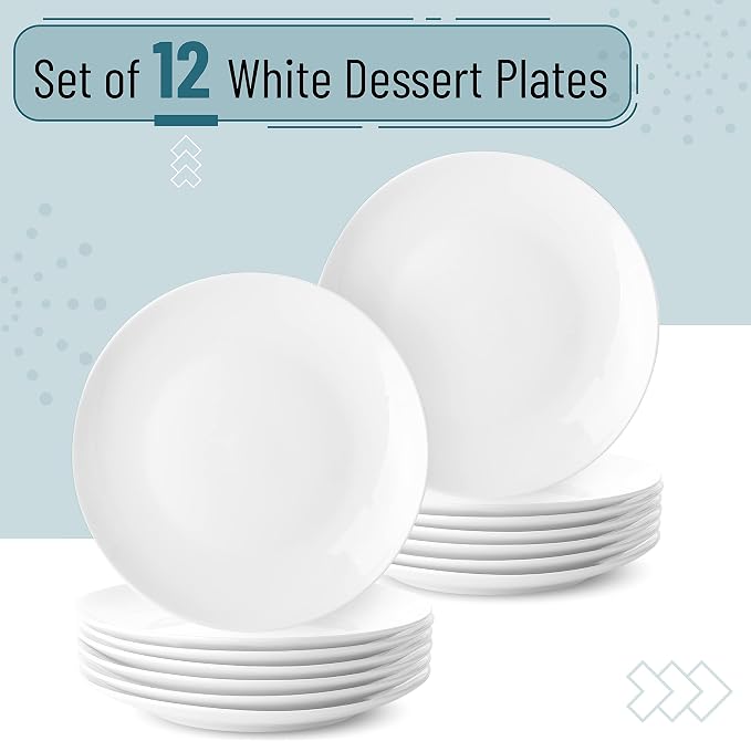 BTaT- White Dessert Plates, 8 inch, Small Plates - Image 2