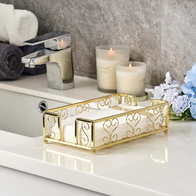 Guest Towel Holder Tray for Bathroom Countertop, Powder Room & Vanity Use - Image 2