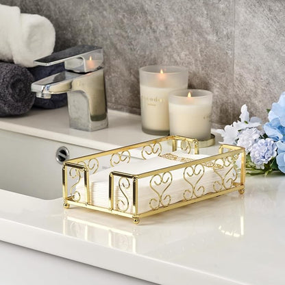 Guest Towel Holder Tray for Bathroom Countertop, Powder Room & Vanity Use - Image 2