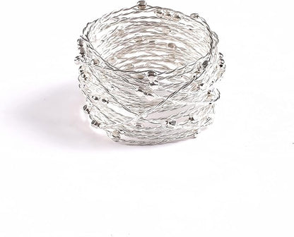 Silver Mesh Napkin Ring Set of 12 - Beautiful Elegant Decorative Napkin Holder for Christmas/Dinner Table Decoration/Farmhouse/Wedding/Party/Family Gathering/New Year & Everyday Use