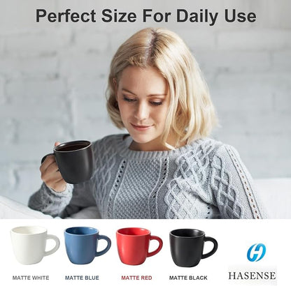 HASENSE 7OZ Espresso Cups, Ceramic Cappuccino Cups Set of 4 - Image 3