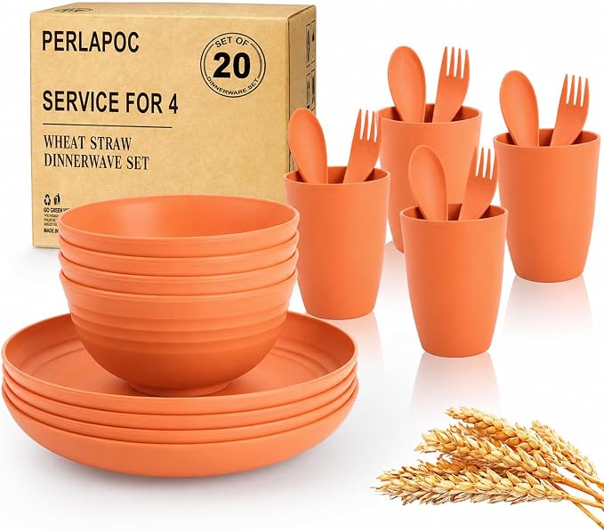 Kids Wheat Straw Dinnerware Sets by Perlapoc