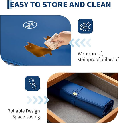Garvee Electric Food Warming Mat for Countertop, 24x15 in, Dual Zone Control, Portable Silicone Food Warmer Pad Tray with Timer & 6 Temp Levels for Buffet Party, Easy to Clean, Blue