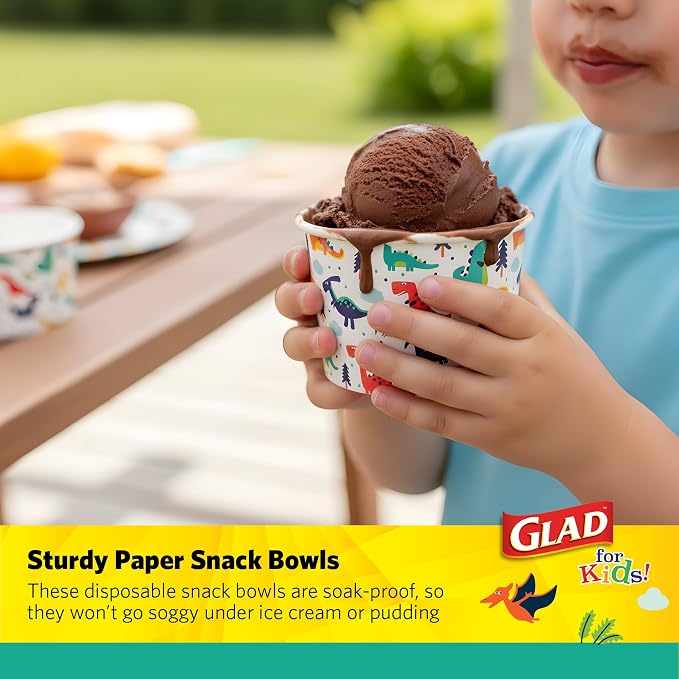 Glad for Kids Mini Disposable Paper Bowls, 6 Oz, 10-Pk | Heavy-duty paper - Image 4