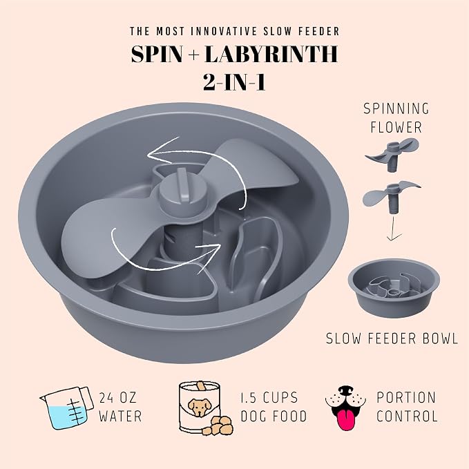 AVERYDAY Slow Feeder Dog Bowls for Medium Breed, 1.5 Cups Deep Food Puzzle Bowl - Image 2