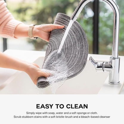 Round Placemats Set of 12 Woven Placemats Washable Braided Table Mats for Dining Table Heat Resistant Non-Slip Circle Place Mats(Mixed Gray)
