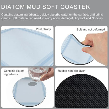 Light Blue Grid Coasters Set of 2 Absorbent Coasters - Image 5