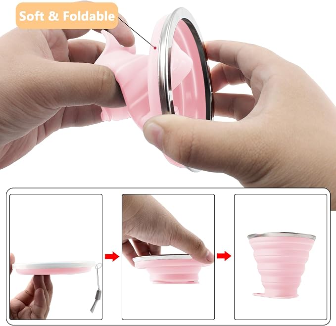 Litoexpe 2 Pack Silica gel Collapsible Travel Cup 270ml, Portable Folding - Image 3