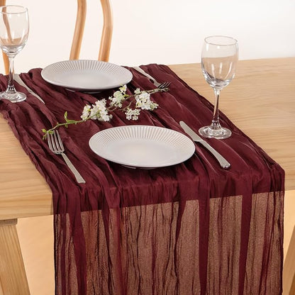 3 Pack Burgundy Cheesecloth Table Runner 10ft Sheer Gauze Events Decor | - Image 2