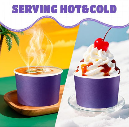 Jingmore Paper Ice Cream Cups 9oz Colored Disposable Dessert Bowls - Image 3