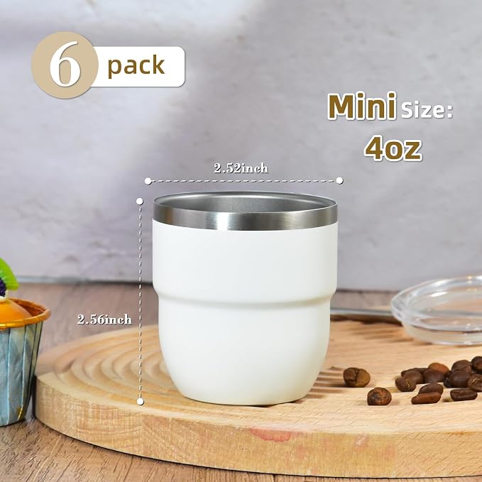 CHLJAR Espresso Cups, 4oz Insulated Espresso Cup Set of 6, Espresso Shot Cups - Image 2