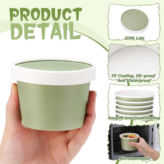 Fulmoon 100 Pack Paper Soup Containers - Image 3