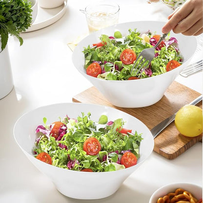 bUCLA 12 Pack White Plastic Serving Bowls - 20 OZ Angled Party Table Salad and - Image 4