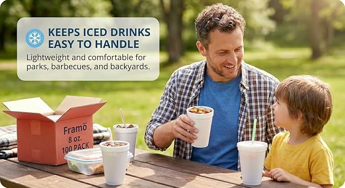 Framo 8 Oz Foam Cups Lightweight Insulated Cups - Image 8