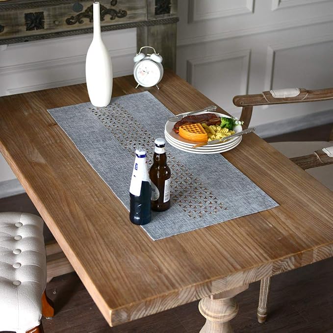ARTABLE Gray Rectangle Fabric Table Runner Finished Edge 16 x 36 Inch | - Image 3