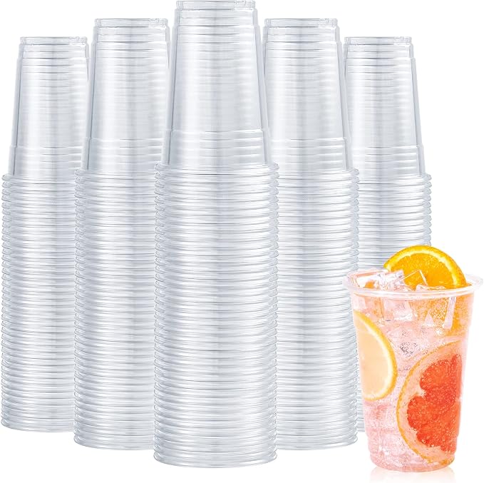 Turbo Bee 200Pack 16oz Disposable Plastic Cups, PET Crystal Plastic Water Party by TurboBee