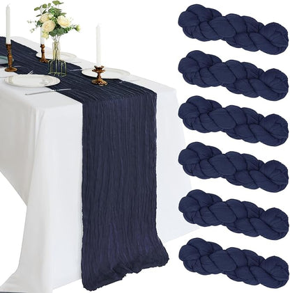 6 Pack 10Ft Navy Blue Cheesecloth Table Runner 23 x 120 Inch | Gauze Rustic by CKIKU