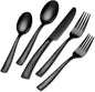 EUIRIO 40-Piece Black Hammered Silverware Set, Stainless Steel Black Flatware by EUIRIOSILVERWARESET