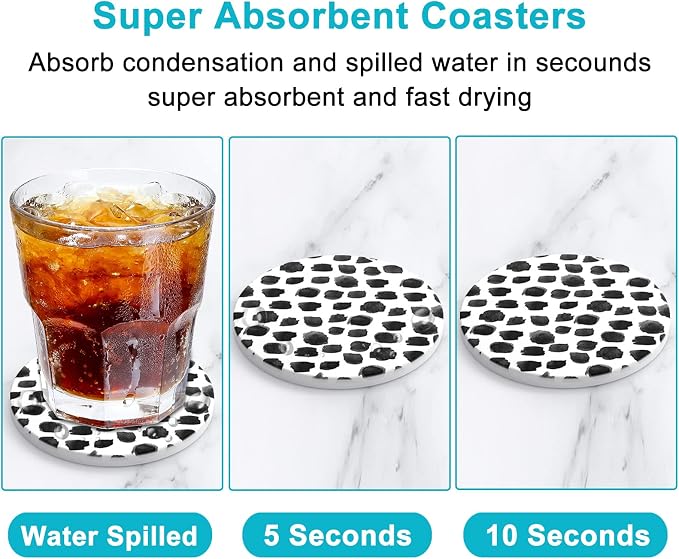 Coasters for Drinks, Kitchen Home Decor Housewarming Gift, Round 4 in - Image 3