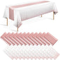 24 Pack Rose Gold Tablecloth and Table Runner Set Party Decorations by Zachely