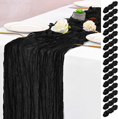 15 Pack Black Table Runner 17 x 108inch Cheesecloth Table Runner Boho Gauze by Lumaycens