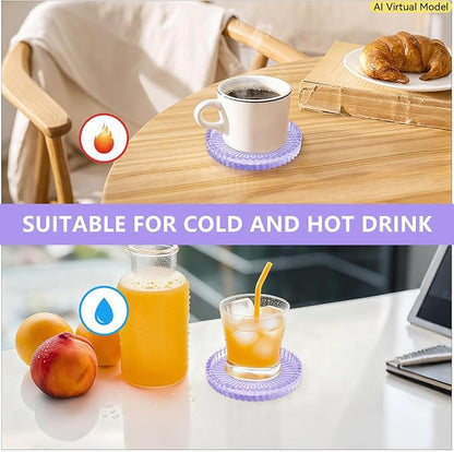 VIBRATITE 4 Inch Glass Coasters Set of 4, Crystal-Like Appearance - Image 5