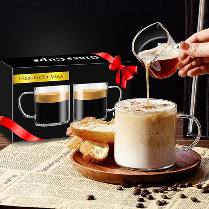 PARACITY Glass Mug Set of 2, 14.2 fl oz Clear Coffee Cups - Image 7
