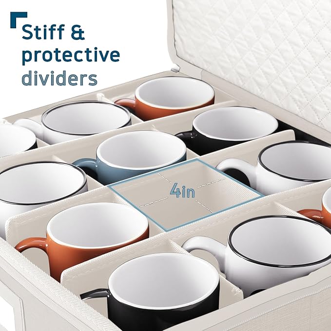 Coffee Mug Storage, 2 Pack Quilted and Stackable Coffee Cup Storage Organizer - Image 4