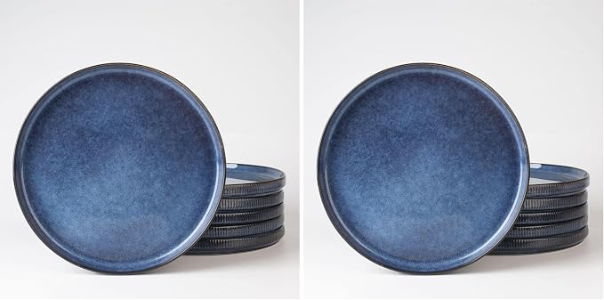famiware Star Salad Plates for 6, 8 inches Plate Set, Stoneware Dinnerware by Famiware