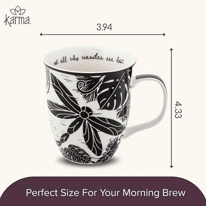 Karma Gifts 14 oz Black and White Boho Mug Dragonfly - Image 5