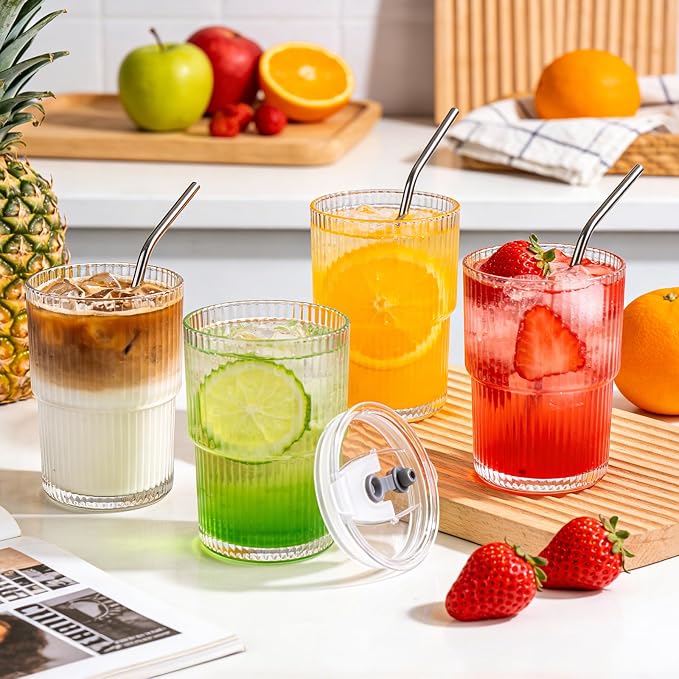 6 Pack 13oz Ribbed Glass Tumbler - Image 6