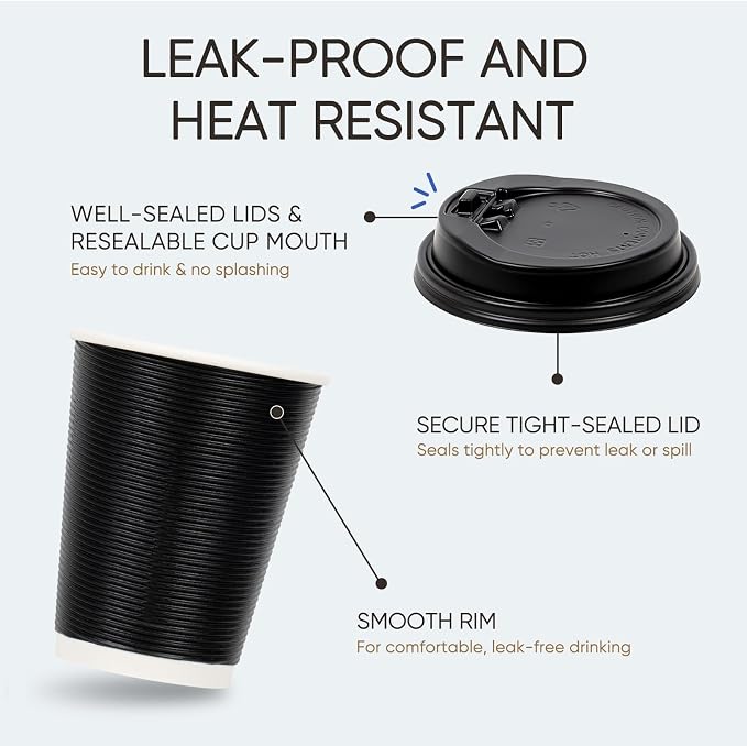100 Pack 12 oz Disposable Coffee Cups - Image 4