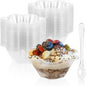 TOFLEN 8 oz Dessert Cups with Spoons, 100 Pack | Clear Plastic, Disposable by Toflen