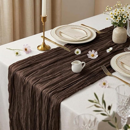 10 Pack Brown Cheesecloth Table Runner 17 x 108 Inch | Boho Gauze Fabric - Image 3
