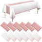 12 Pack Rose Gold Tablecloth and Table Runner Set Party Decorations by Zachely