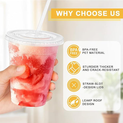 Clawsoff 100 Pack 12 OZ Disposable Clear Plastic Cups - Image 3