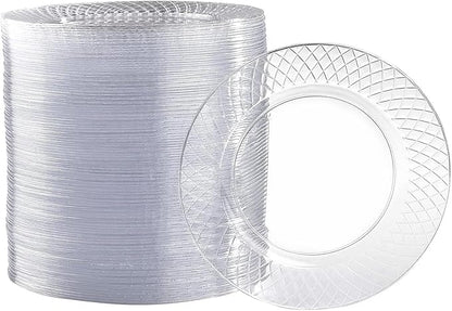 Prestee 100 Pack Clear Plastic Plates for Party - 6.25 Inch Small Round Dessert Plate and Appetizer Platter - Heavy Duty Disposable Plastic Plates for Parties, Weddings, Caterings and Events