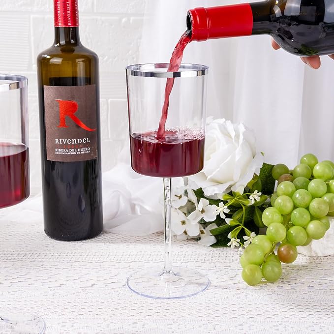 Ciaell 12 Pack Silver Plastic Wine Glasses - Image 5