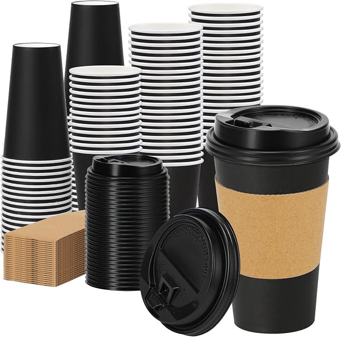Lamosi 100 Pack 16 oz Disposable Coffee Cups by BuyNow
