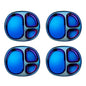 Ahimsa Stainless Steel Plates For Kids, Pediatrician Designed Divided Plates for Toddlers & Baby, Non Toxic, Unbreakable & Dishwasher Safe, Iridescent Blue Set of 4