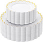 LIYH 100Pcs White Gold Plastic Plates Heavy Duty Disposable Party Set | by LIYHLoveinyourheart
