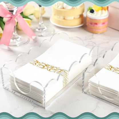 2 Pcs Acrylic Napkin Holder Scalloped Acrylic Guest Towel Holder 8.5 x 5 x 2.4 - Image 4