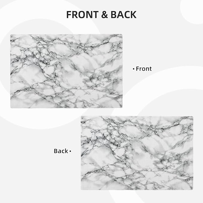 Fiokroo Black and White Marble Placemats Set of 4 Table Mats Table Tableware - Image 8