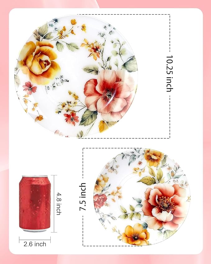 Morejoy 60pcs Floral Plastic Plates, Fancy Disposable Plates Sets | Heavy Duty - Image 4