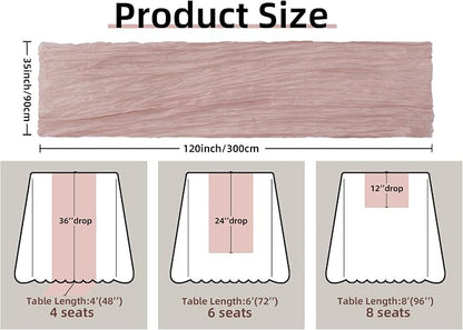 Dusty Pink Cheesecloth Table Runner Wedding Bridal Shower Home Decor | 35x120 - Image 2