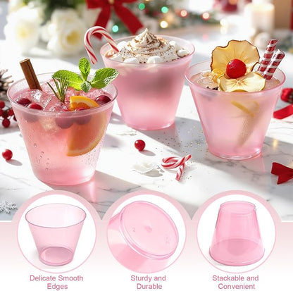 Glowserve 9 OZ Pink Disposable Plastic Cups Cocktail Cup 50 Pack | Fancy - Image 2