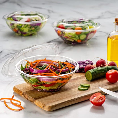 GUSTO [24 oz. - 50 Count Clear Plastic Salad Bowls - Perfect - Image 3